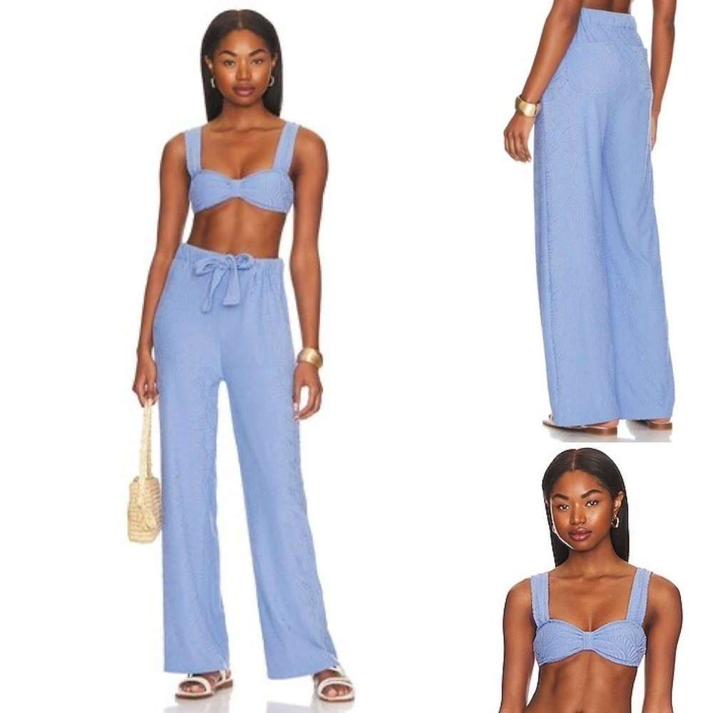 LPA Womens Periwinkle Patterned Terrycloth Giorgia Top and Pant Coord Set